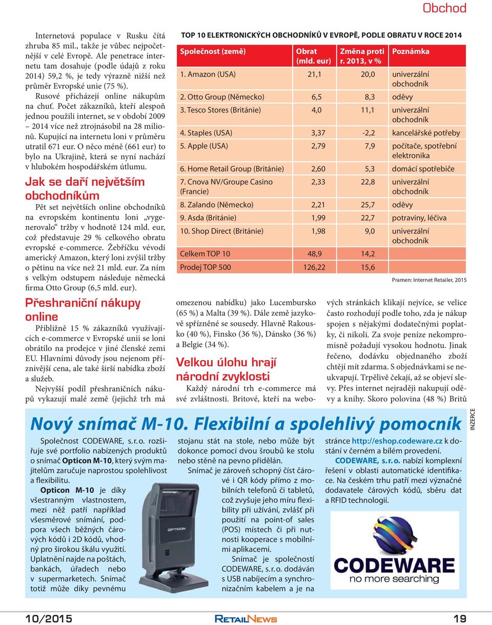 Počet zákazníků, kteří alespoň jednou použili internet, se v období 2009 2014 více než ztrojnásobil na 28 milionů. Kupující na internetu loni v průměru utratil 671 eur.