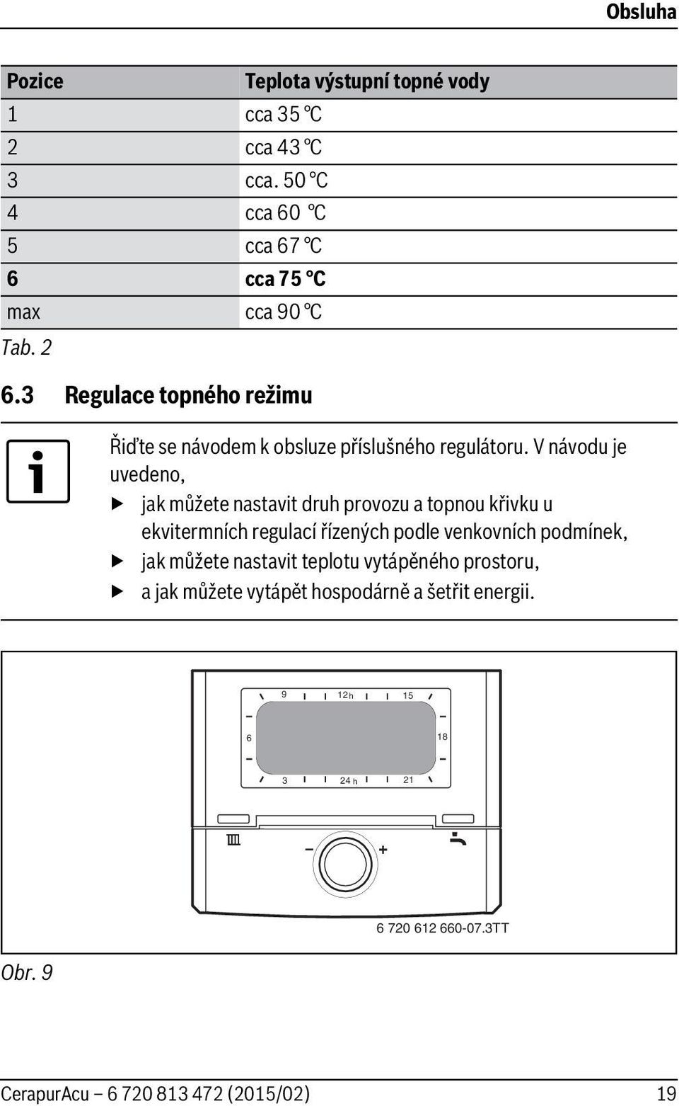 .3 Regulace topného režimu Řiďte se návodem k obsluze příslušného regulátoru.