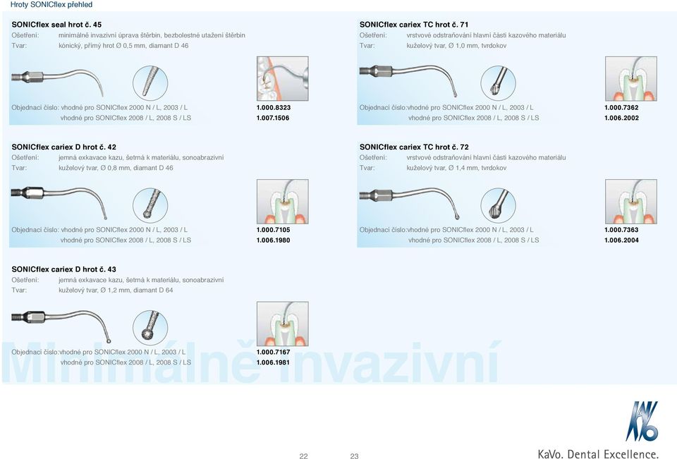 007.1506 Objednací číslo:vhodné pro SONICflex 2000 N / L, 2003 / L 1.000.7362 vhodné pro SONICflex 2008 / L, 2008 S / LS 1.006.2002 SONICflex cariex D hrot č.