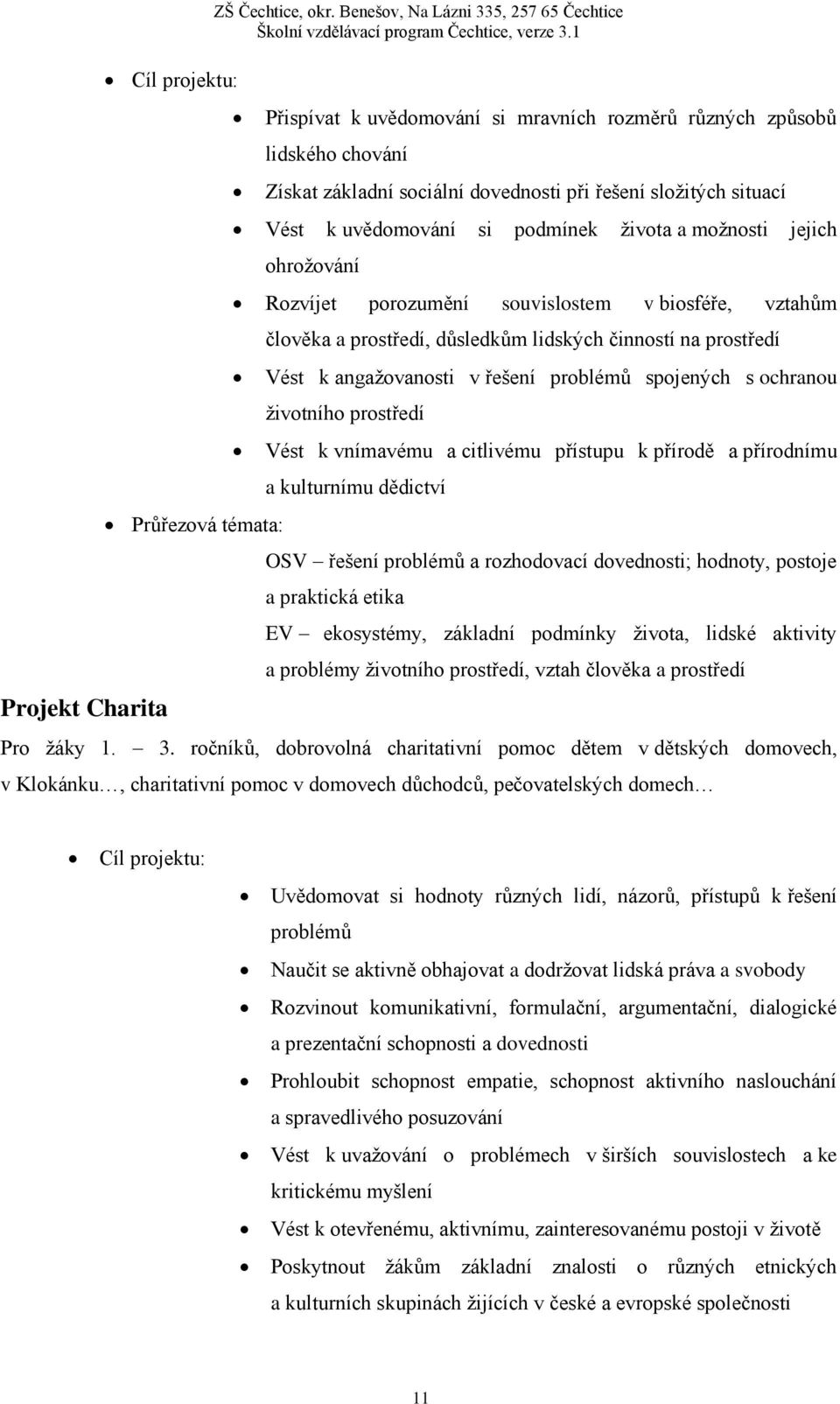 si podmínek života a možnosti jejich ohrožování Rozvíjet porozumění souvislostem v biosféře, vztahům Průřezová témata: člověka a prostředí, důsledkům lidských činností na prostředí Vést k