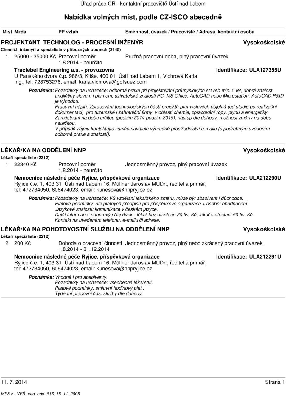 5 let, dobrá znalost angličtiny slovem i písmem, uživatelské znalosti PC, MS Office, AutoCAD nebo Microstation, AutoCAD P&ID je výhodou.