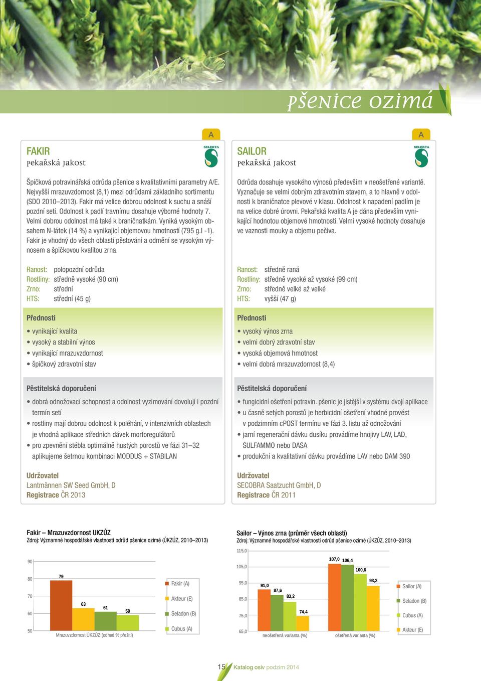 Vyniká vysokým obsahem N-látek (14 %) a vynikající objemovou hmotností (795 g.l -1). Fakir je vhodný do všech oblastí pěstování a odmění se vysokým výnosem a špičkovou kvalitou zrna.