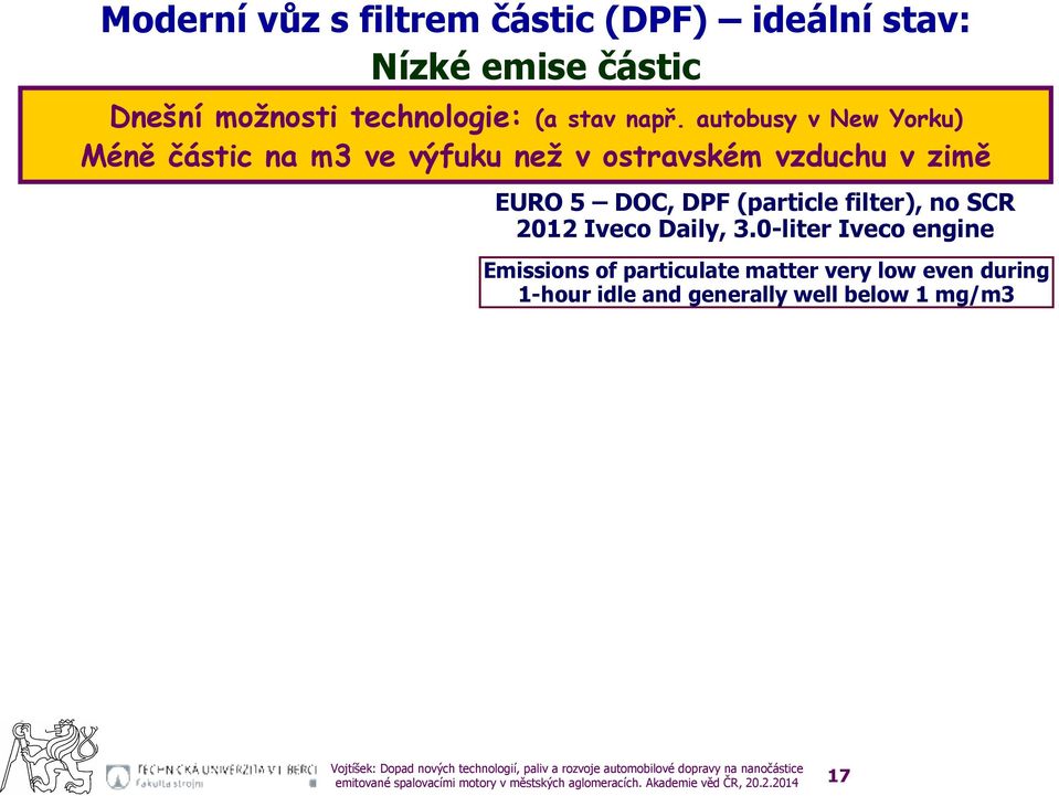 autobusy v New Yorku) Méně částic na m3 ve výfuku než v ostravském vzduchu v zimě EURO 5 DOC,