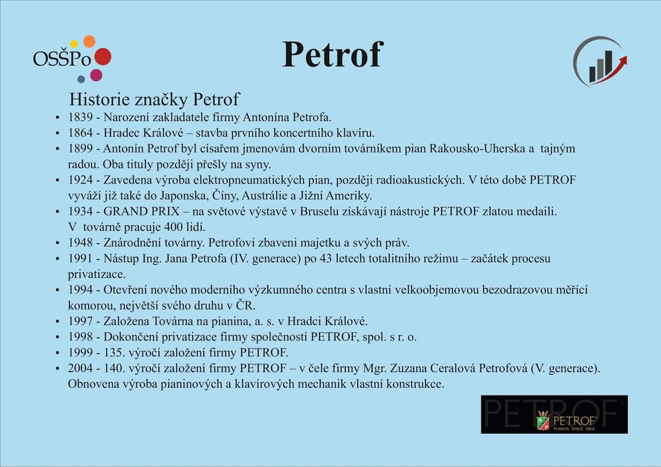 ź 1924 - Zavedena výroba elektropneumatických pian, později radioakustických. V této době PETROF vyváží již také do Japonska, Číny, Austrálie a Jižní Ameriky.