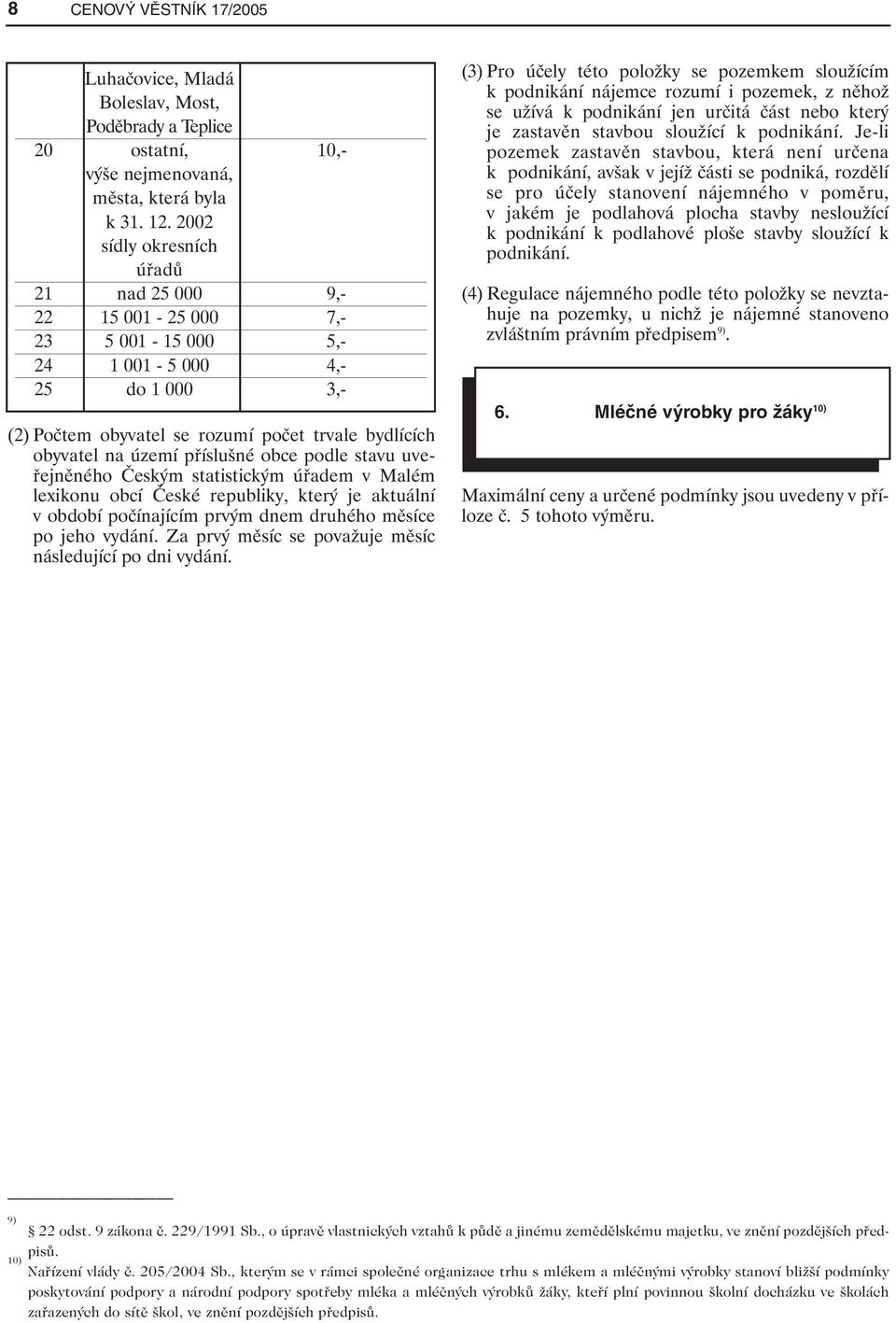 příslušné obce podle stavu uveřejněného Českým statistickým úřadem v Malém lexikonu obcí České republiky, který je aktuální v období počínajícím prvým dnem druhého měsíce po jeho vydání.