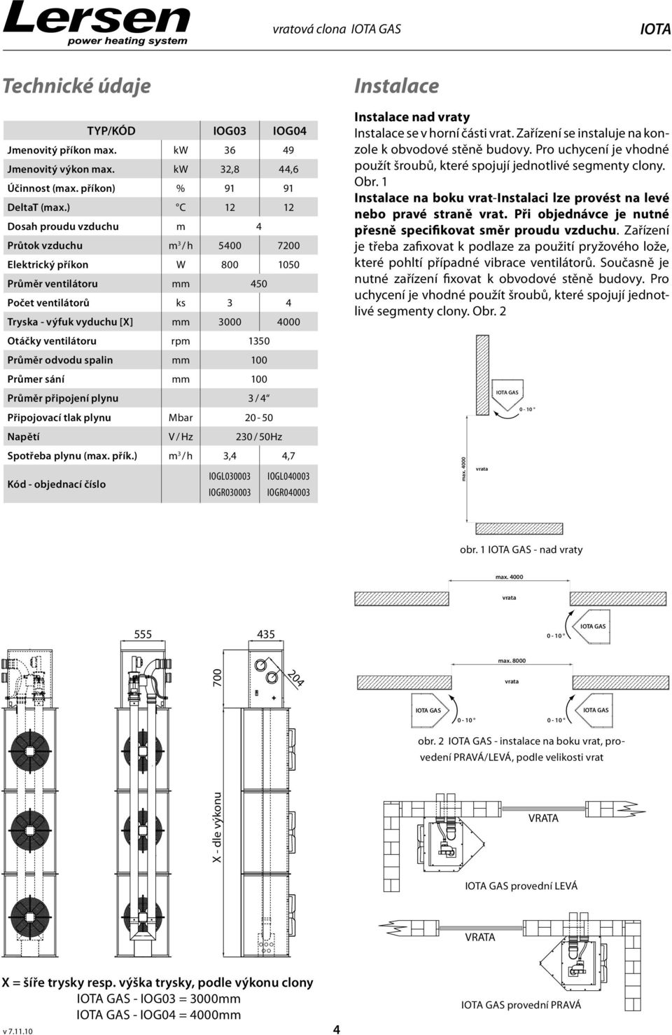 ventilátoru rpm 1350 Průměr odvodu spalin mm 100 Průmer sání mm 100 Průměr připojení plynu 3 / 4 Připojovací tlak plynu bar 20-50 apětí V / Hz 230 / 50Hz Spotřeba plynu (max. přík.