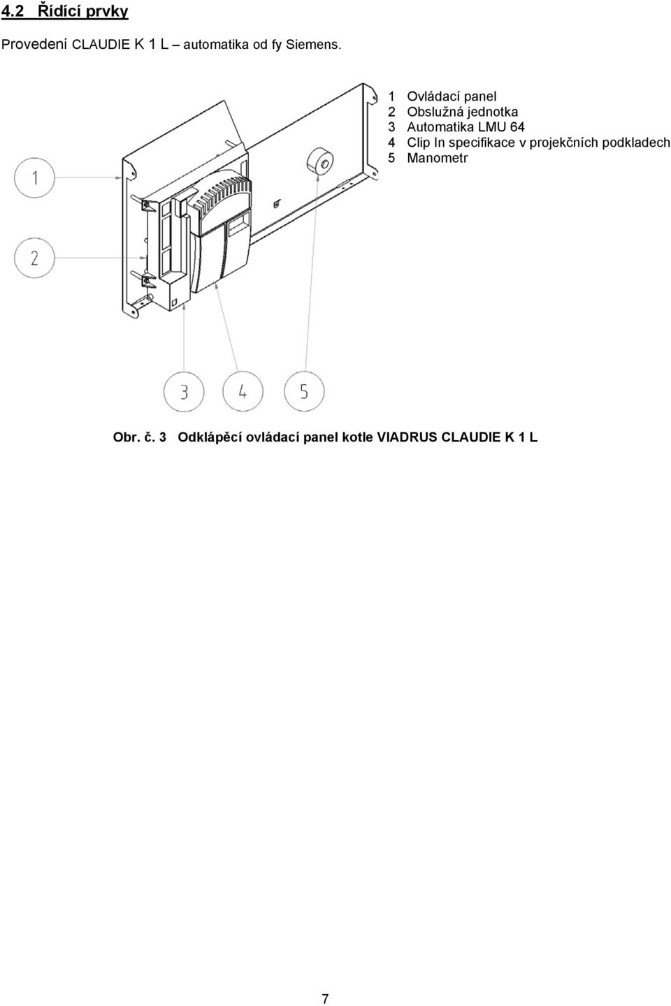 1 Ovládací panel 2 Obslužná jednotka 3 Automatika LMU 64 4