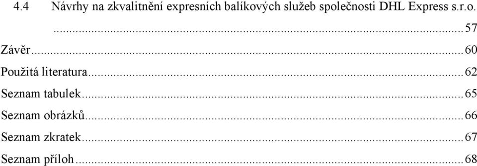 ..60 Použitá literatura...62 Seznam tabulek.