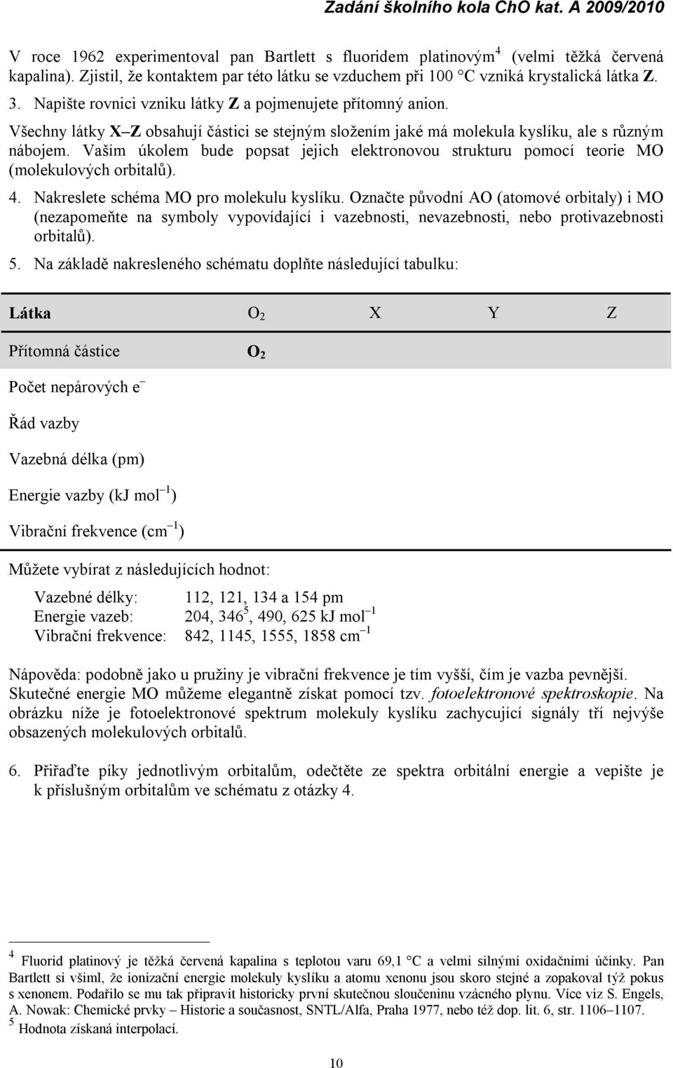 Vaším úkolem bude popsat jejich elektronovou strukturu pomocí teorie MO (molekulových orbitalů ). 4. Nakreslete sché ma MO pro molekulu kyslíku.