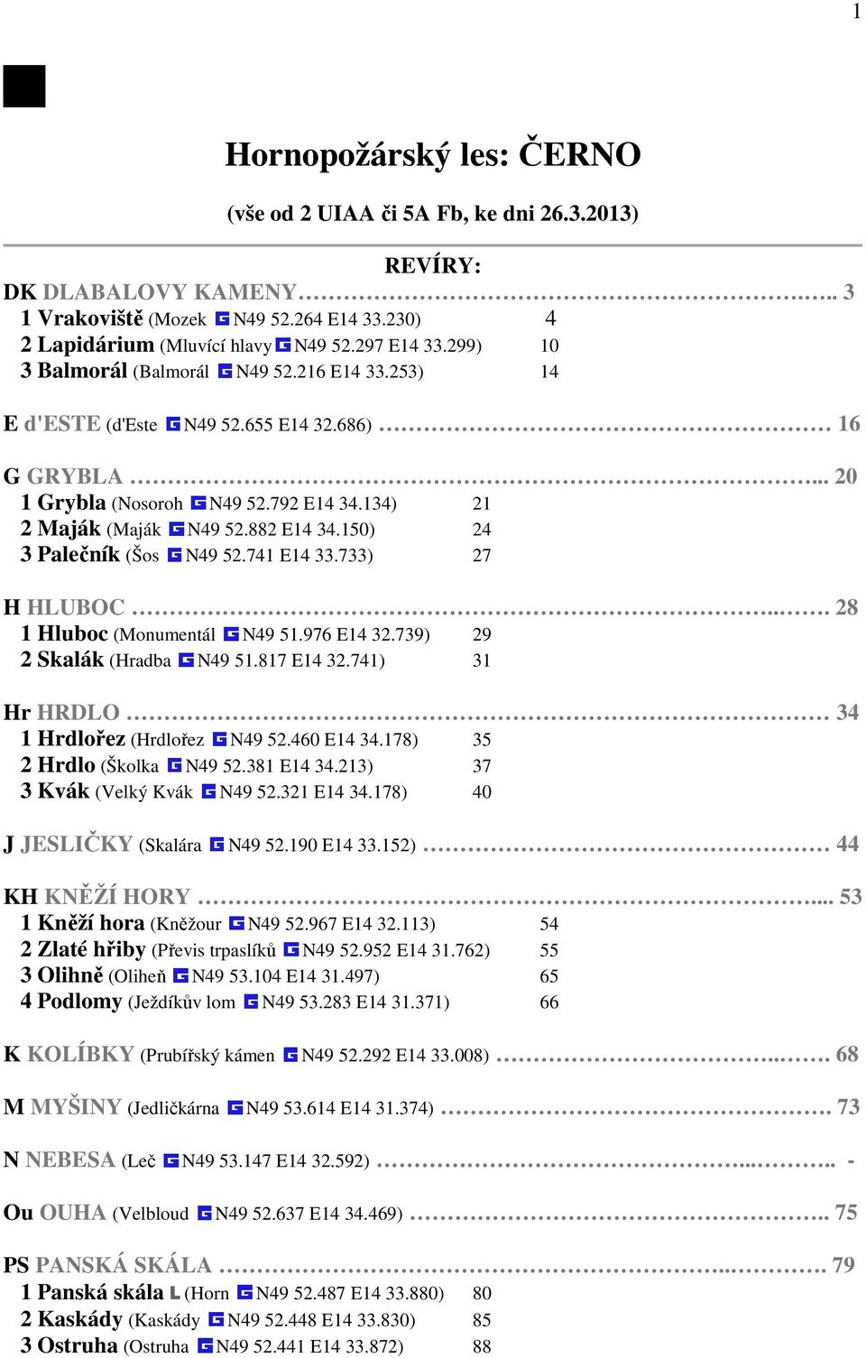150) 24 3 Palečník (Šos N49 52.741 E14 33.733) 27 H HLUBOC... 28 1 Hluboc (Monumentál N49 51.976 E14 32.739) 29 2 Skalák (Hradba N49 51.817 E14 32.741) 31 Hr HRDLO 34 1 Hrdlořez (Hrdlořez N49 52.