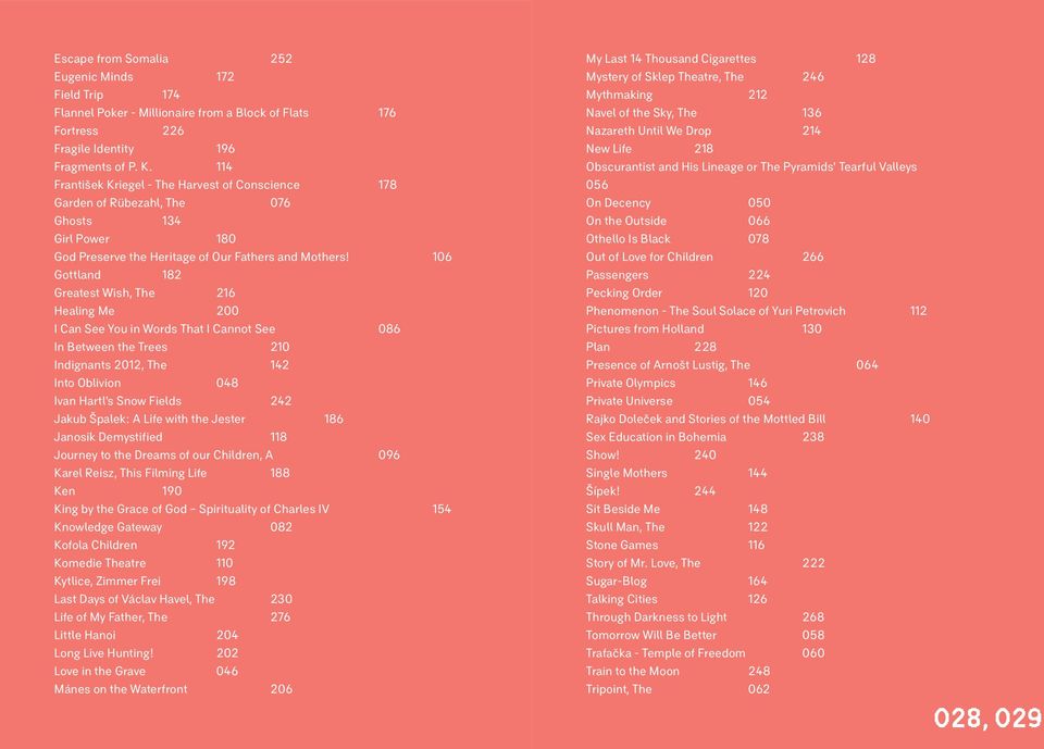 106 Gottland 182 Greatest Wish, The 216 Healing Me 200 I Can See You in Words That I Cannot See 086 In Between the Trees 210 Indignants 2012, The 142 Into Oblivion 048 Ivan Hartl s Snow Fields 242