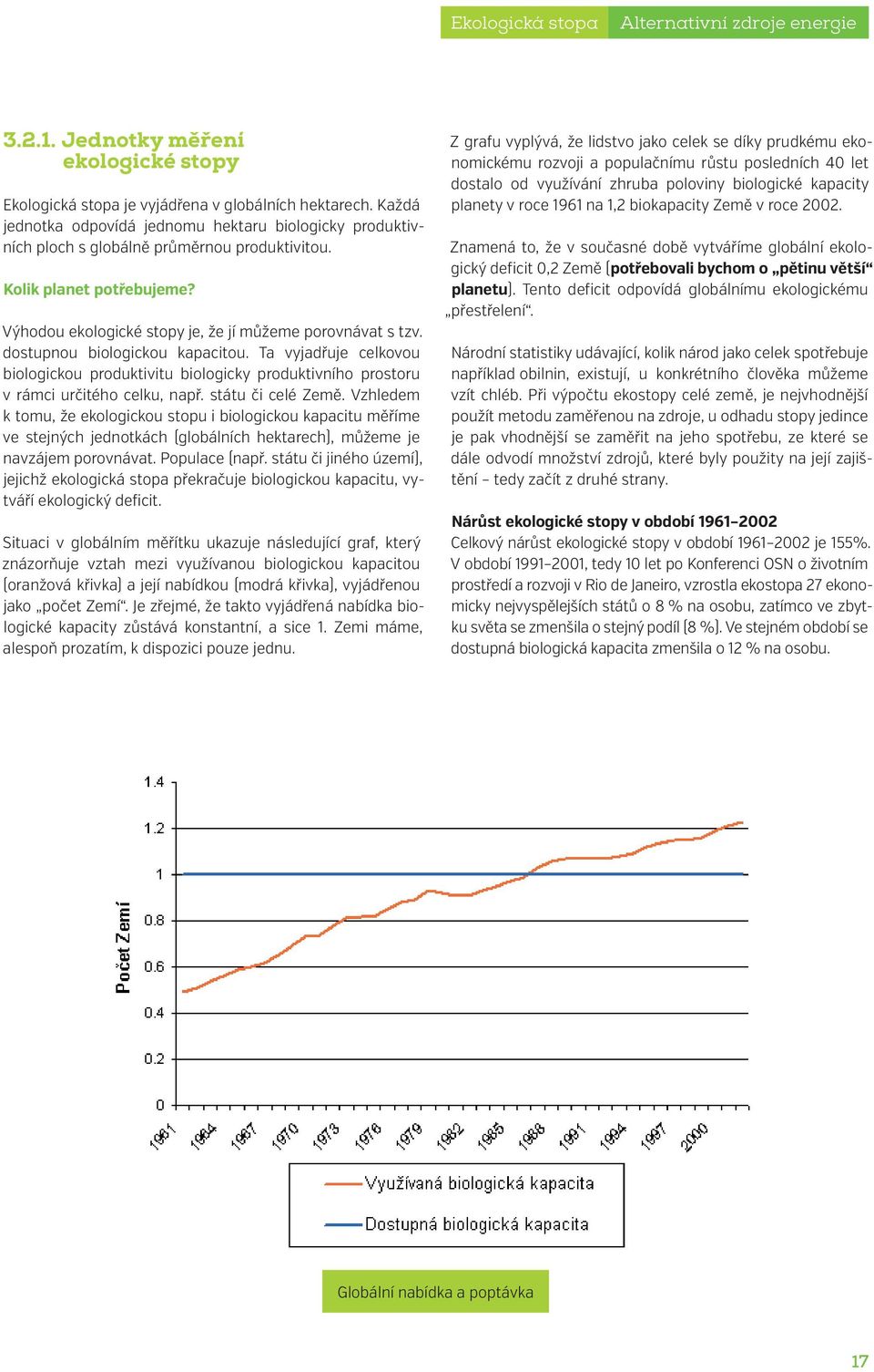 dostupnou biologickou kapacitou. Ta vyjadřuje celkovou biologickou produktivitu biologicky produktivního prostoru v rámci určitého celku, např. státu či celé Země.