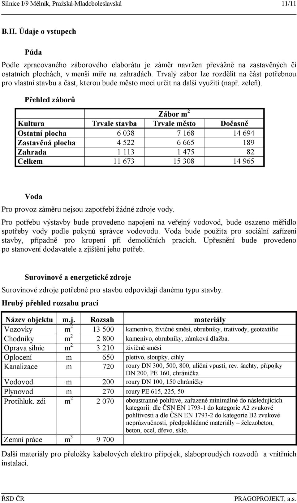 Trvalý zábor lze rozdělit na část potřebnou pro vlastní stavbu a část, kterou bude město moci určit na další využití (např. zeleň).