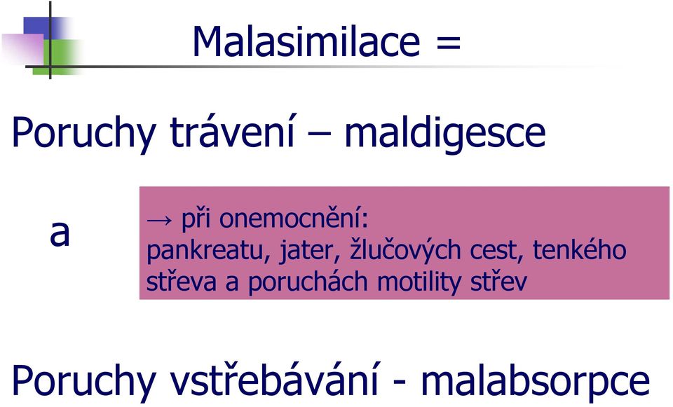 žlučových cest, tenkého střeva a poruchách