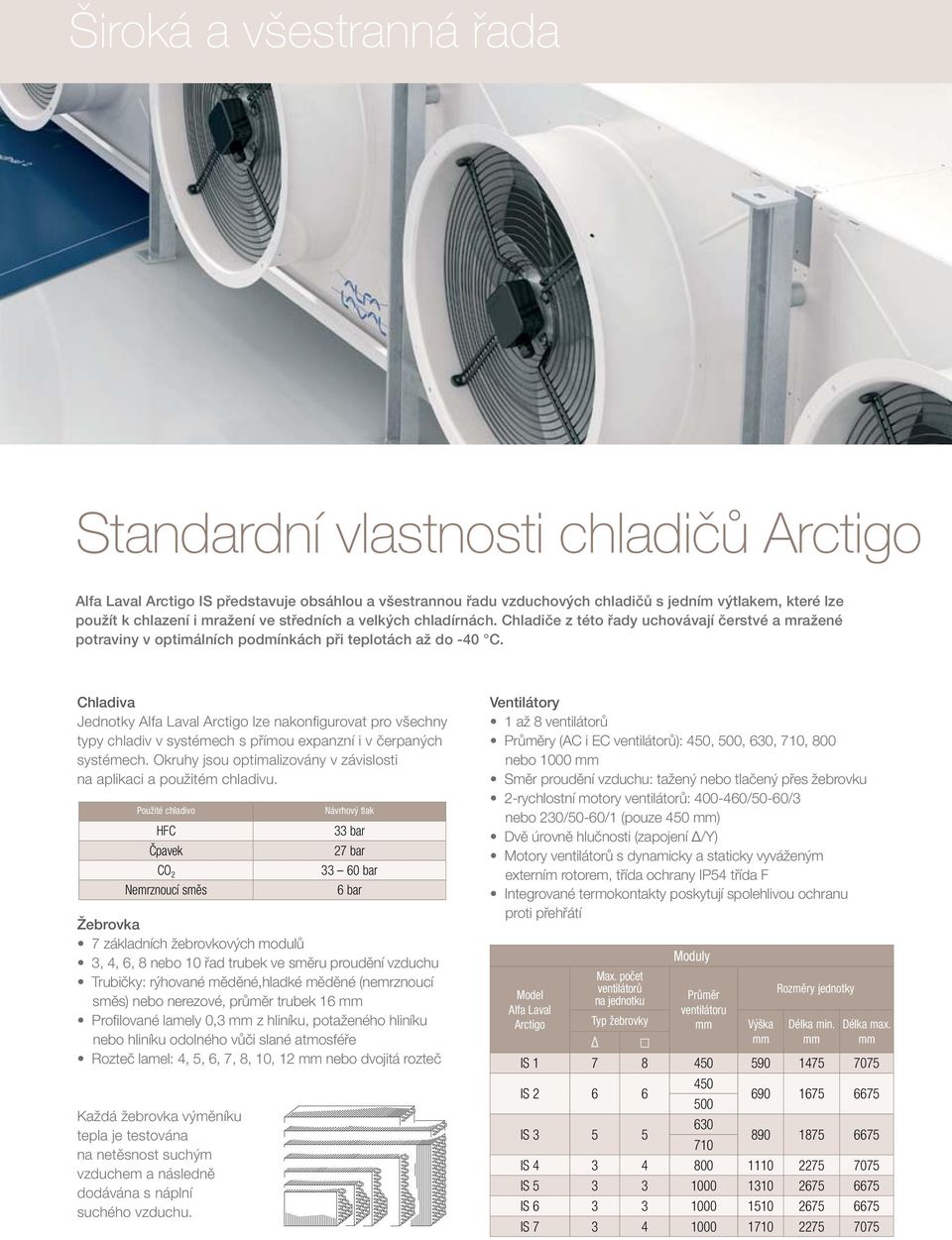 Chladiva Jednotky Alfa Laval Arctigo lze nakonfigurovat pro všechny typy chladiv v systémech s přímou expanzní i v čerpaných systémech.
