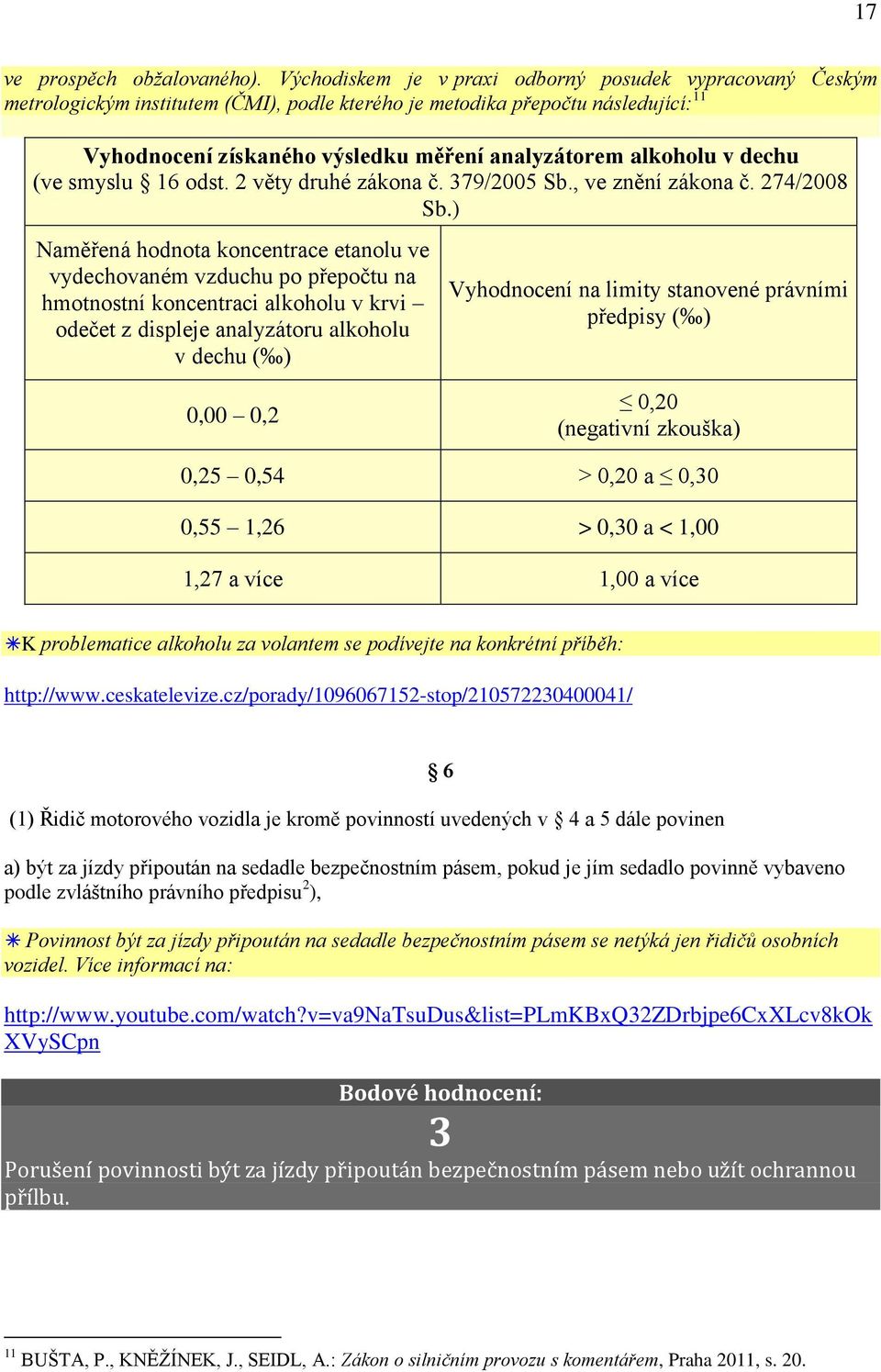 alkoholu v dechu (ve smyslu 16 odst. 2 věty druhé zákona č. 379/2005 Sb., ve znění zákona č. 274/2008 Sb.