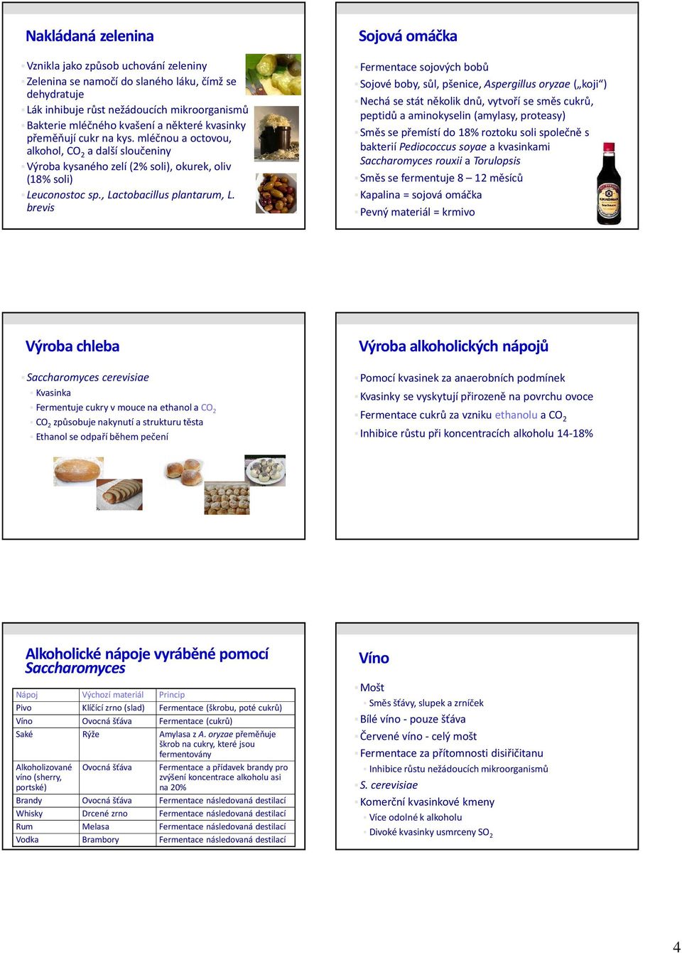 brevis Sojová omáčka Fermentace sojových bobů Sojové boby, sůl, pšenice, Aspergillus oryzae ( koji ) Nechá se stát několik dnů, vytvoří se směs cukrů, peptidů a aminokyselin (amylasy, proteasy) Směs