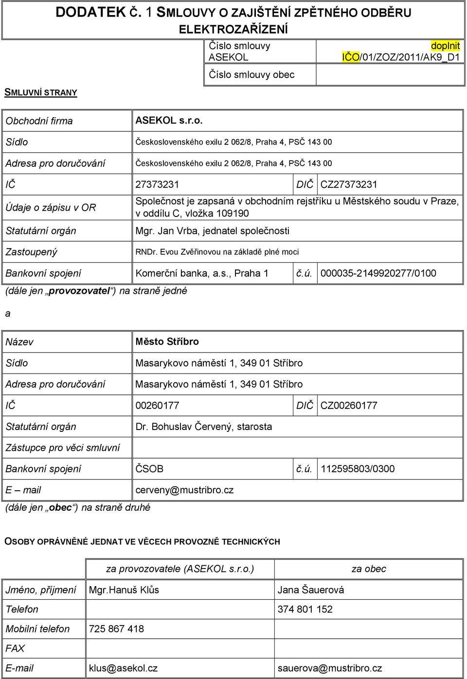 062/8, Praha 4, PSČ 143 00 IČ 27373231 DIČ CZ27373231 Údaje o zápisu v OR Statutární orgán Společnost je zapsaná v obchodním rejstříku u Městského soudu v Praze, v oddílu C, vložka 109190 Mgr.