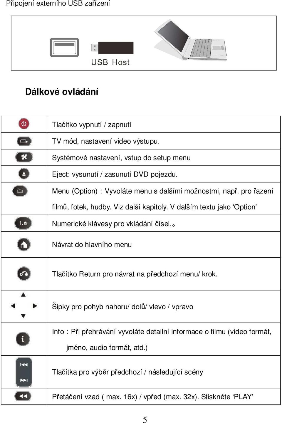 Viz další kapitoly. V dalším textu jako Option Numerické klávesy pro vkládání čísel. Návrat do hlavního menu Tlačítko Return pro návrat na předchozí menu/ krok.