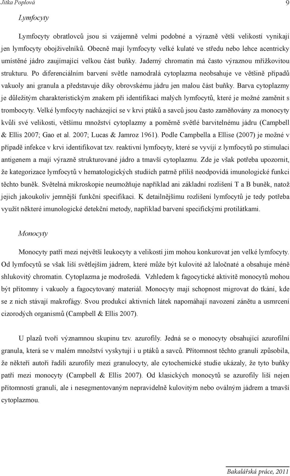 Po diferenciálním barvení světle namodralá cytoplazma neobsahuje ve většině případů vakuoly ani granula a představuje díky obrovskému jádru jen malou část buňky.