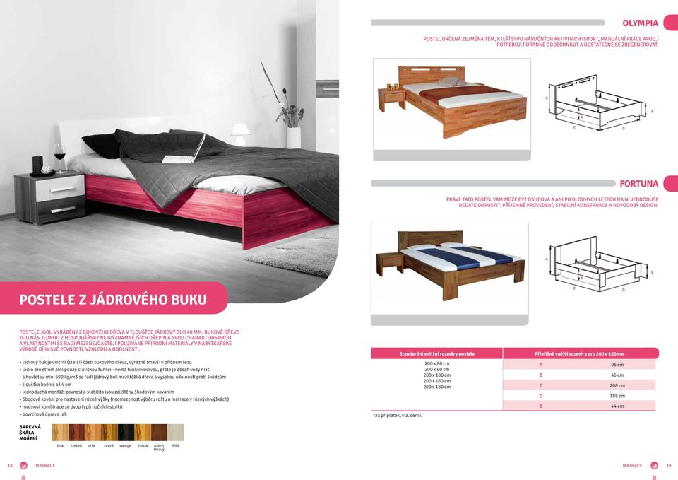 POSTL Z JÁROVÉHO UKU postele jsou vyráběny z bukového dřeva v tloušťce jádrový buk 40 mm.