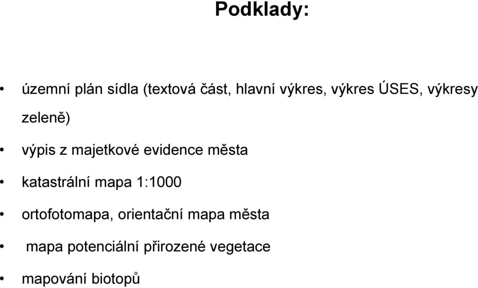města katastrální mapa 1:1000 ortofotomapa, orientační