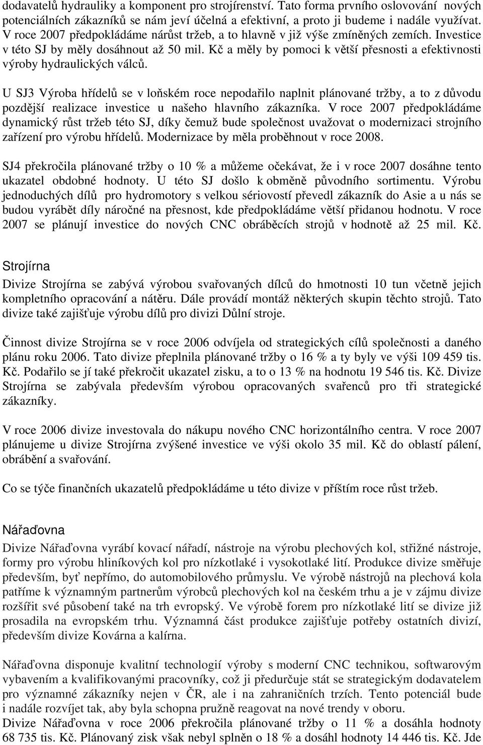 Kč a měly by pomoci k větší přesnosti a efektivnosti výroby hydraulických válců.