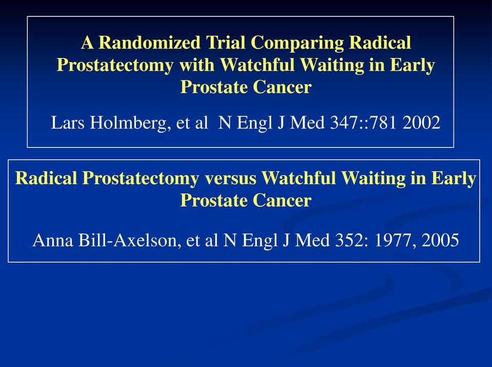 347::781 2002 Radical Prostatectomy versus Watchful Waiting in