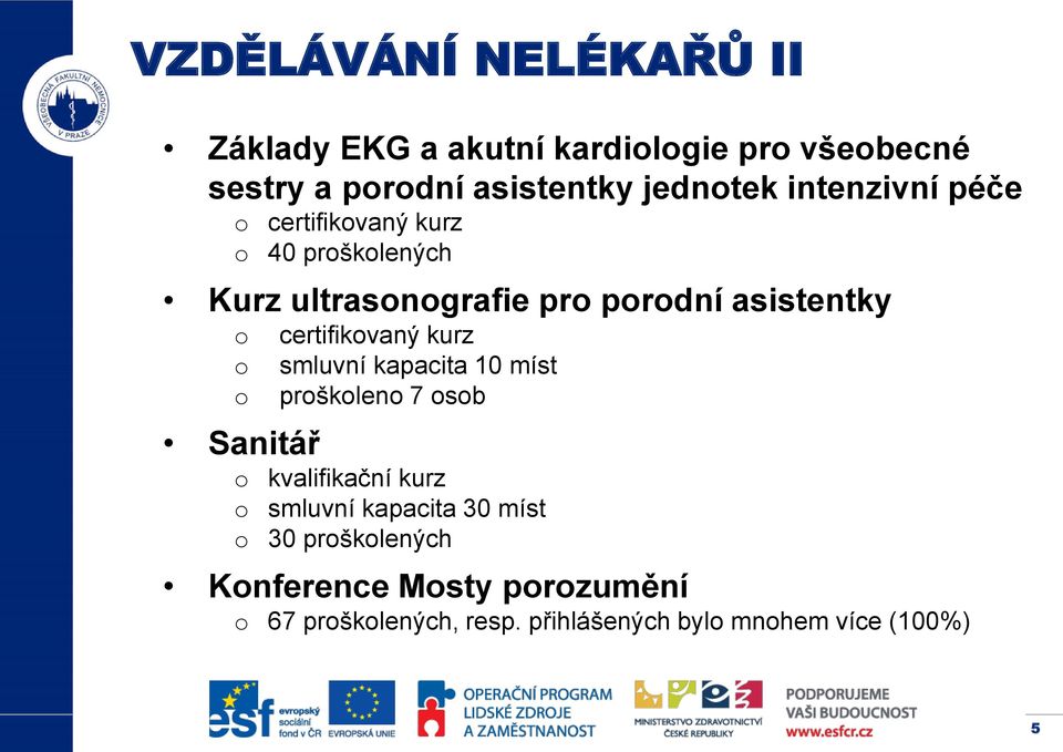 certifikovaný kurz smluvní kapacita 10 míst proškoleno 7 osob Sanitář o kvalifikační kurz o smluvní kapacita