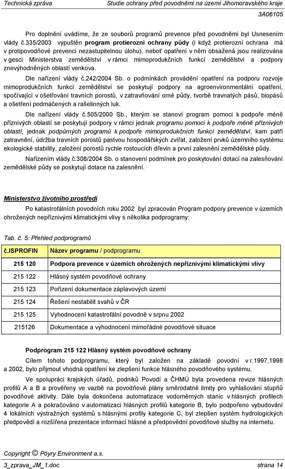 zemědělství v rámci mimoprodukčních funkcí zemědělství a podpory znevýhodněných oblastí venkova. Dle nařízení vlády č.242/2004 Sb.