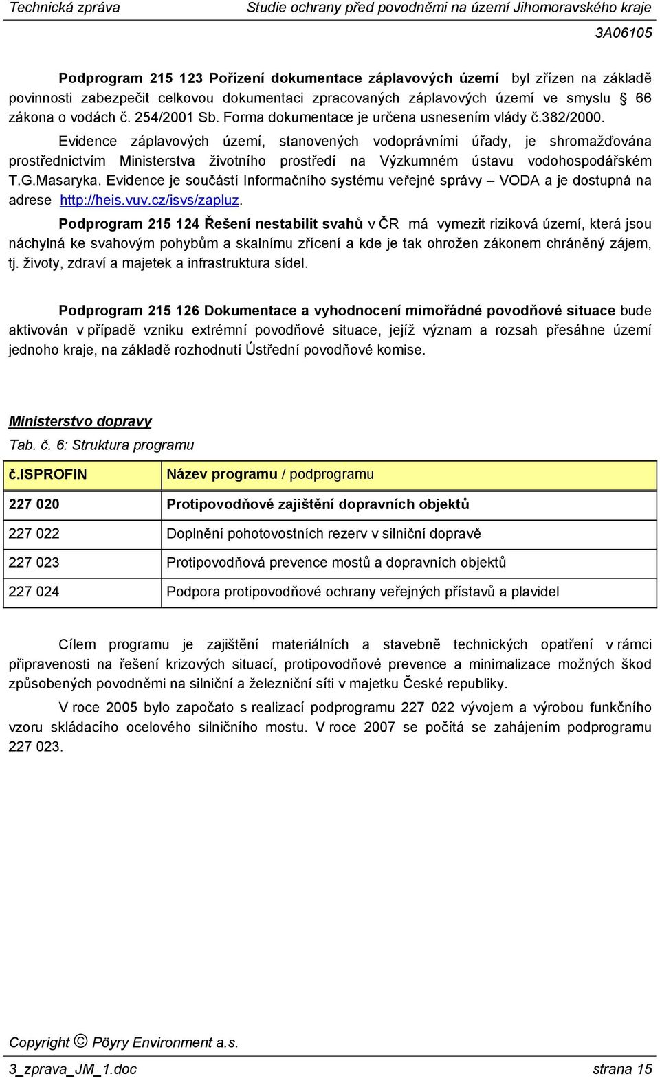 Evidence záplavových území, stanovených vodoprávními úřady, je shromažďována prostřednictvím Ministerstva životního prostředí na Výzkumném ústavu vodohospodářském T.G.Masaryka.