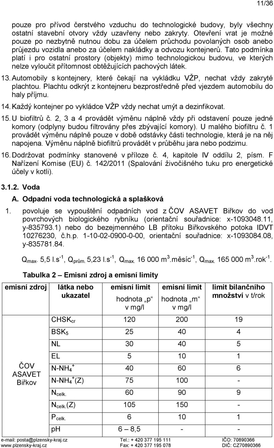 Tato podmínka platí i pro ostatní prostory (objekty) mimo technologickou budovu, ve kterých nelze vyloučit přítomnost obtěžujících pachových látek. 13.