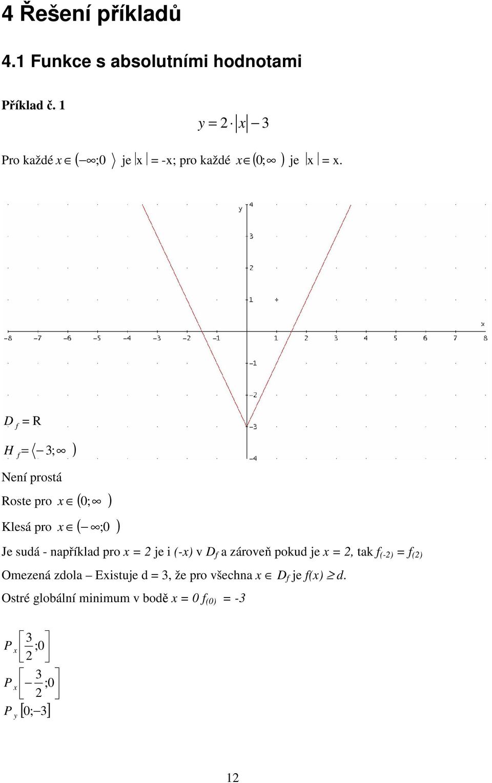 D f = R H f = 3; ) Není prostá Roste pro x ( 0; ) Klesá pro x ( ; 0 ) Je sudá - napíklad pro x = je i