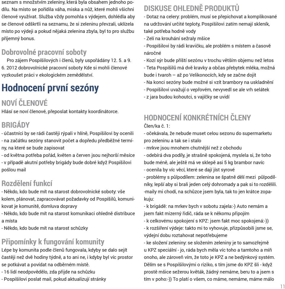 Dobrovolné pracovní soboty Pro zájem Pospíšilových i členů, byly uspořádány 12. 5. a 9. 6. 2012 dobrovolnické pracovní soboty Kde si mohli členové vyzkoušet práci v ekologickém zemědělství.