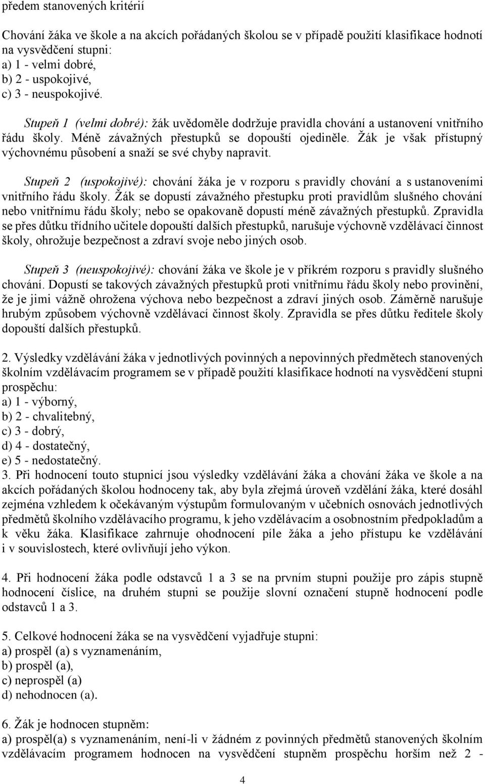 Žák je však přístupný výchovnému působení a snaží se své chyby napravit. Stupeň 2 (uspokojivé): chování žáka je v rozporu s pravidly chování a s ustanoveními vnitřního řádu školy.