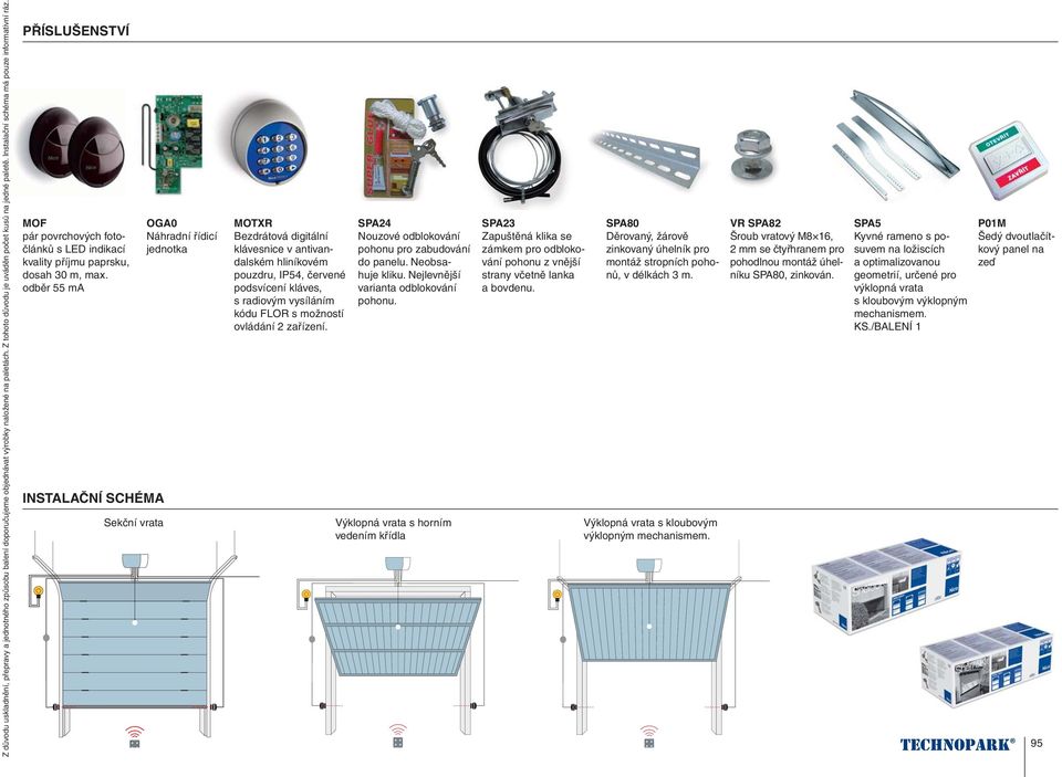 odběr 55 ma INSTALAČNÍ SCHÉMA Sekční vrata OGA0 Náhradní řídicí jednotka MOTXR Bezdrátová digitální klávesnice v antivandalském hliníkovém pouzdru, IP54, červené podsvícení kláves, s radiovým