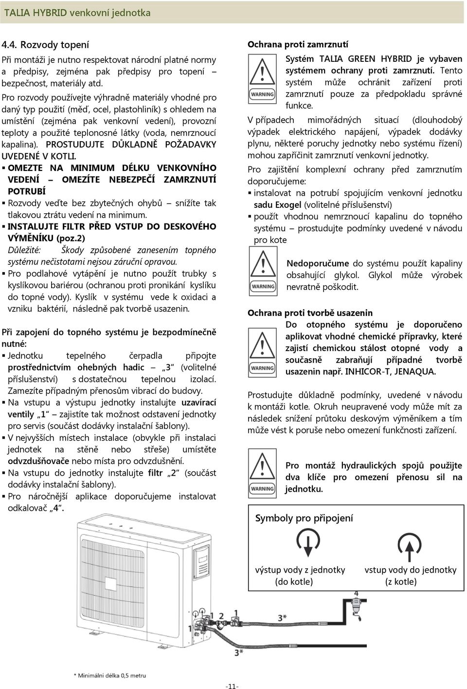 nemrznoucí kapalina). PROSTUDUJTE DŮKLADNĚ POŽADAVKY UVEDENÉ V KOTLI.