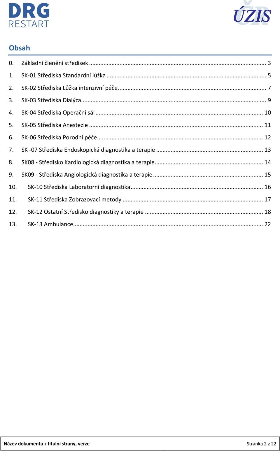 SK08 Středisko Kardiologická diagnostika a terapie... 14 9. SK09 Střediska Angiologická diagnostika a terapie... 15 10. SK 10 Střediska Laboratorní diagnostika... 16 11.