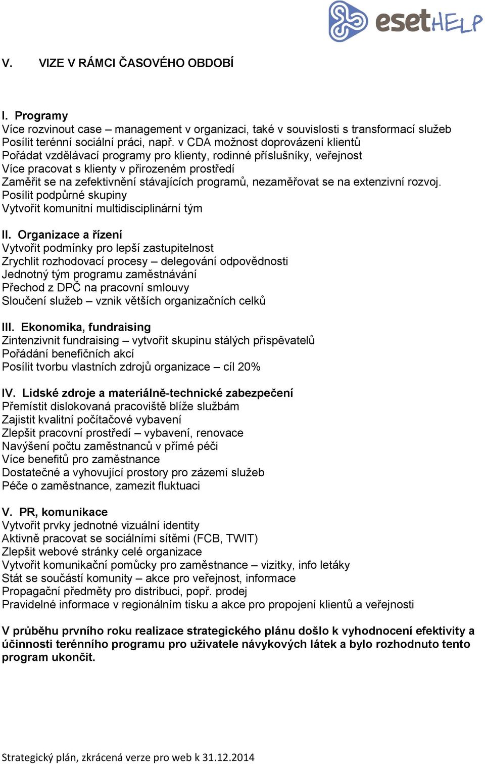 programů, nezaměřovat se na extenzivní rozvoj. Posílit podpůrné skupiny Vytvořit komunitní multidisciplinární tým II.