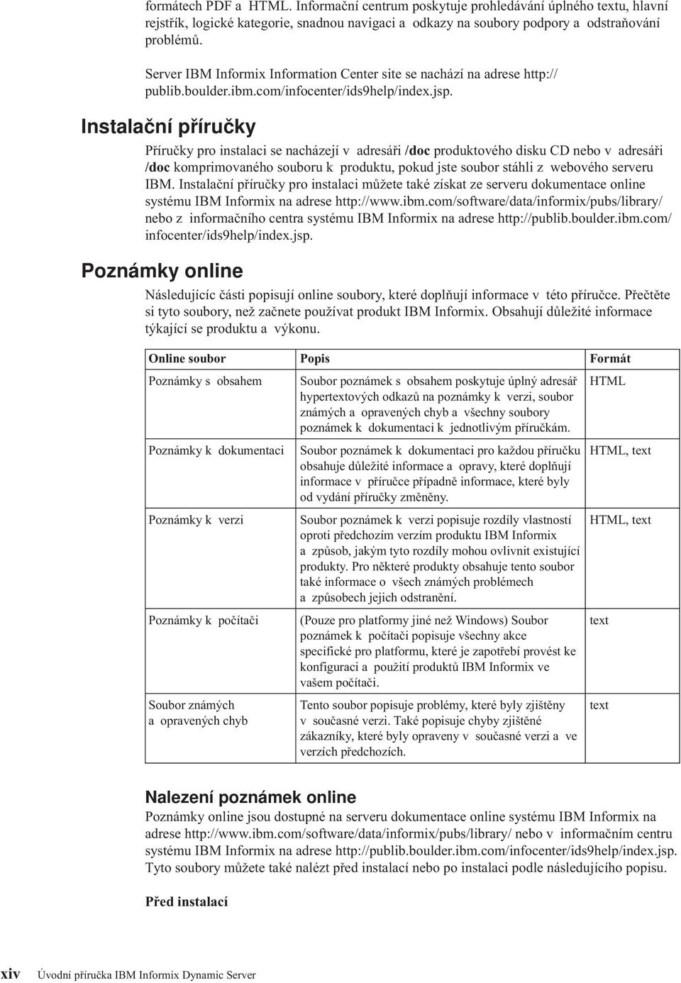 Server IBM Informix Information Center site se nachází na adrese http:// publib.boulder.ibm.com/infocenter/ids9help/index.jsp.