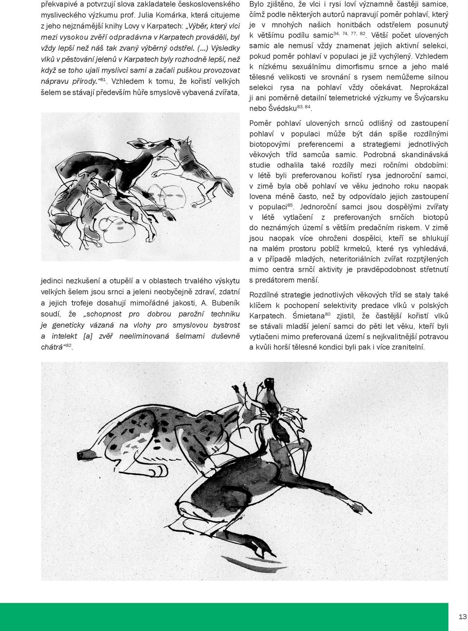 ( ) Výsledky vlků v pěstování jelenů v Karpatech byly rozhodně lepší, než když se toho ujali myslivci sami a začali puškou provozovat nápravu přírody. 81.