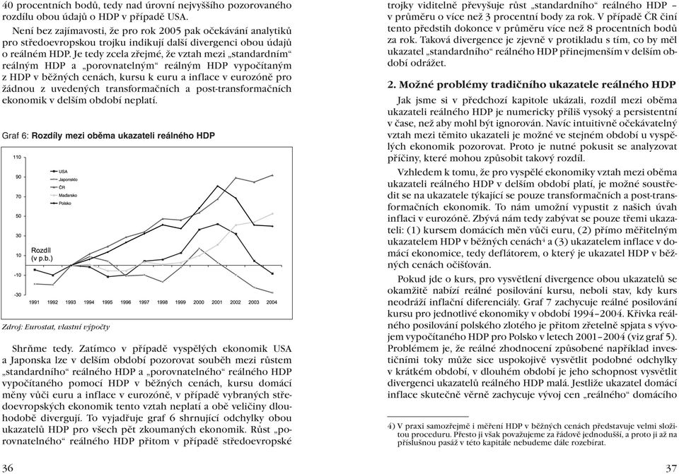 Je tedy zcela zřejmé, že vztah mezi standardním reálným HDP a porovnatelným reálným HDP vypočítaným z HDP v běžných cenách, kursu k euru a inflace v eurozóně pro žádnou z uvedených transformačních a