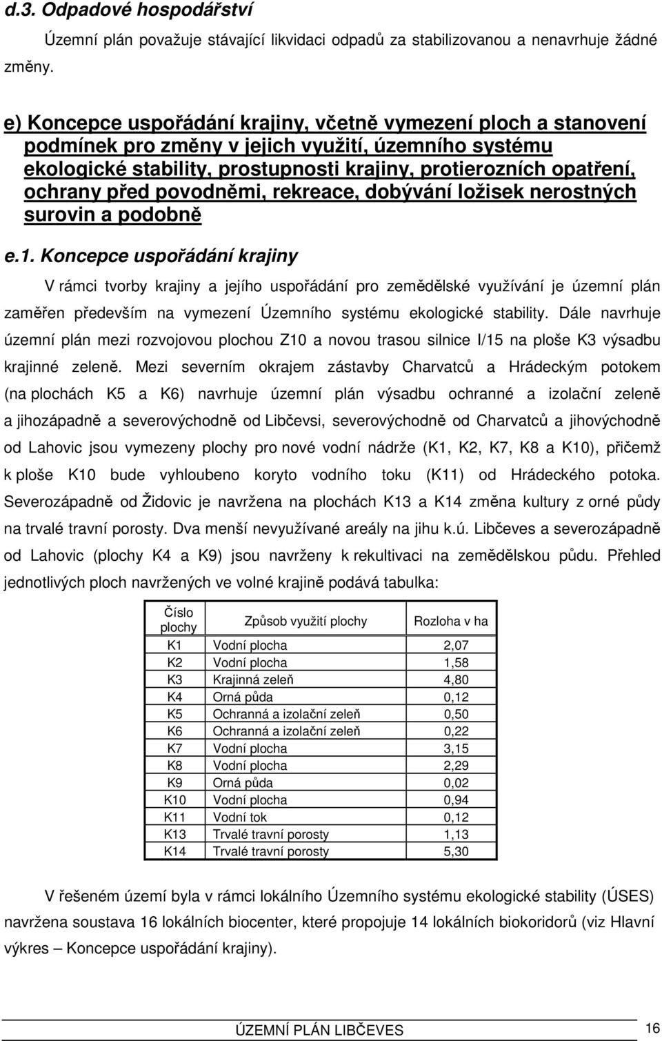 systému ekologické stability, prostupnosti krajiny, protierozních opatření, ochrany před povodněmi, rekreace, dobývání ložisek nerostných surovin a podobně e.1.