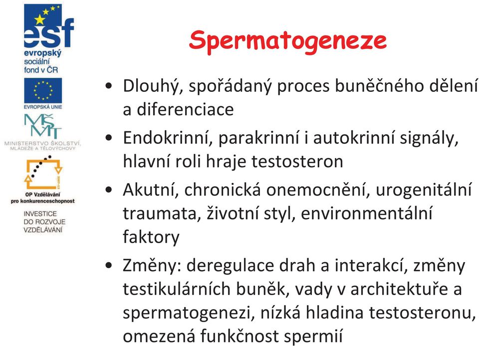 traumata, životní styl, environmentální faktory Změny: deregulace drah a interakcí, změny