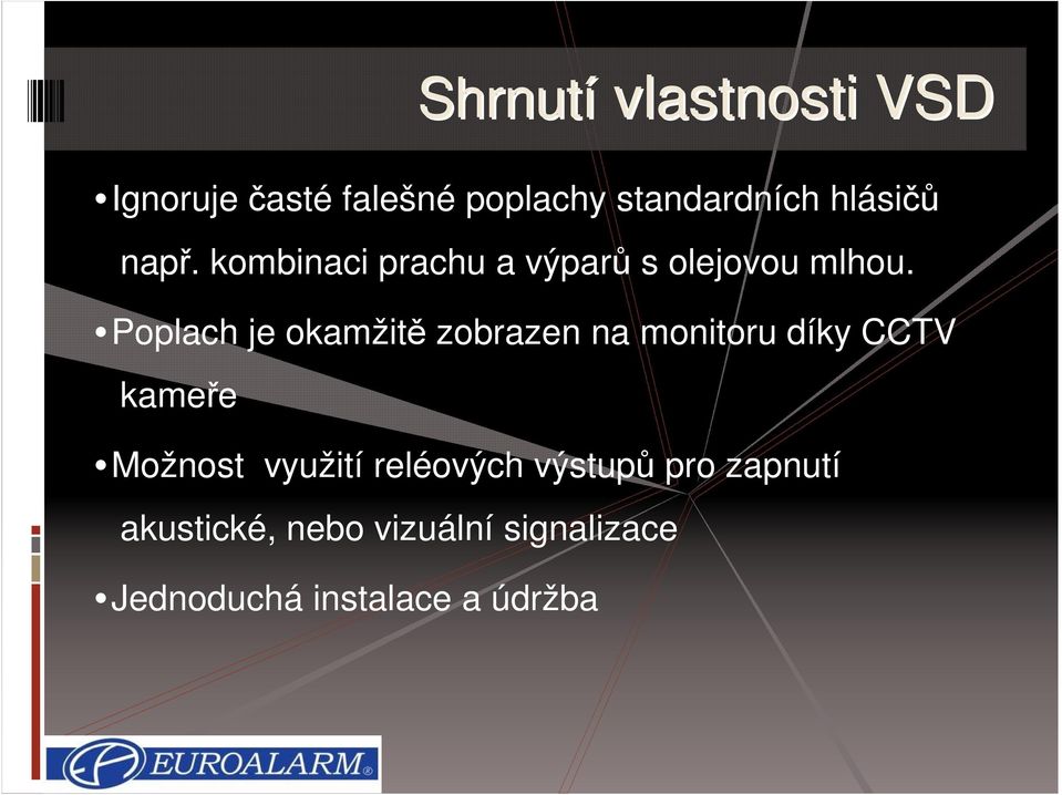 Poplach je okamžitě zobrazen na monitoru díky CCTV kameře Možnost využití