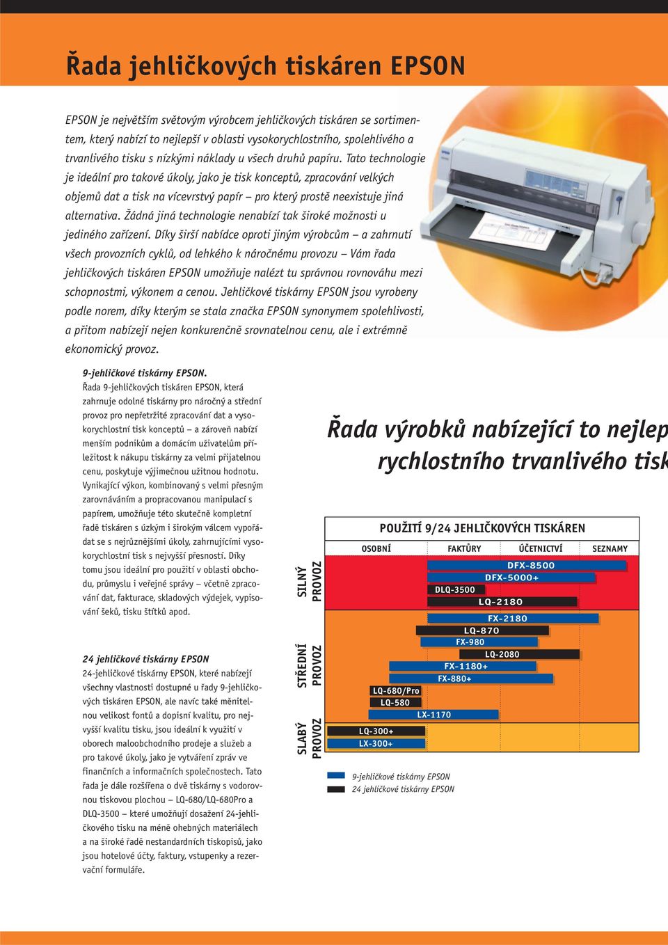 Tato technologie je ideální pro takové úkoly, jako je tisk konceptů, zpracování velkých objemů dat a tisk na vícevrstvý papír pro který prostě neexistuje jiná alternativa.