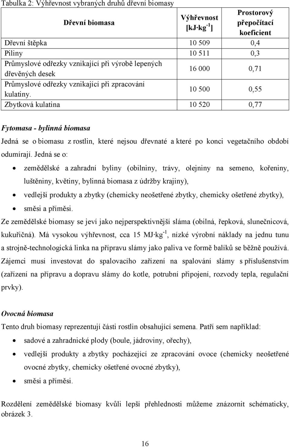 10 500 0,55 Zbytková kulatina 10 520 0,77 Fytomasa - bylinná biomasa Jedná se o biomasu z rostlin, které nejsou dřevnaté a které po konci vegetačního období odumírají.