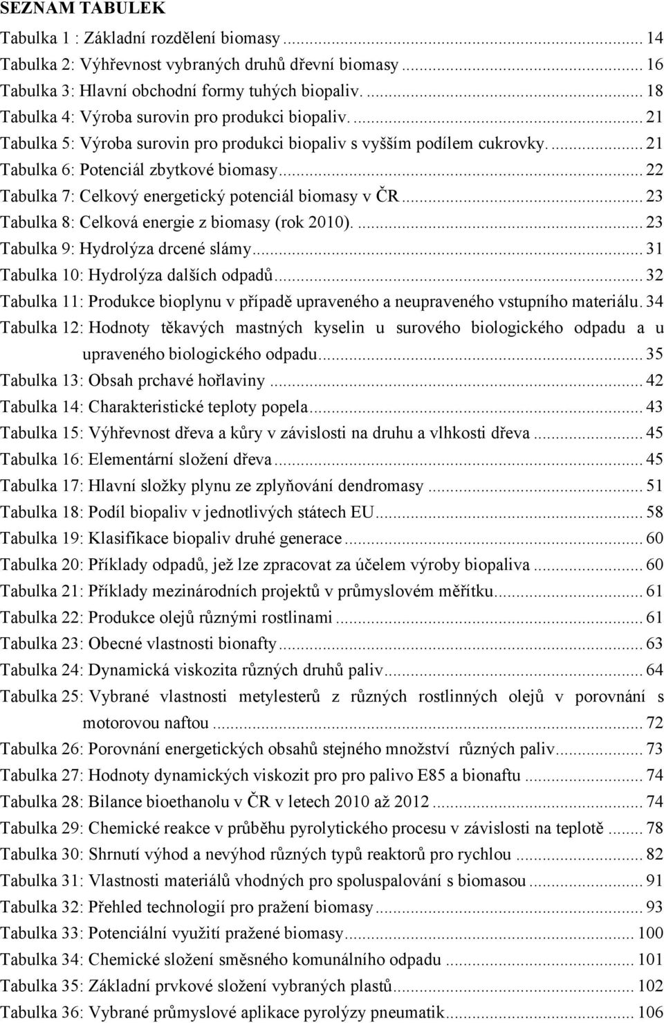 .. 22 Tabulka 7: Celkový energetický potenciál biomasy v ČR... 23 Tabulka 8: Celková energie z biomasy (rok 2010).... 23 Tabulka 9: Hydrolýza drcené slámy... 31 Tabulka 10: Hydrolýza dalších odpadů.