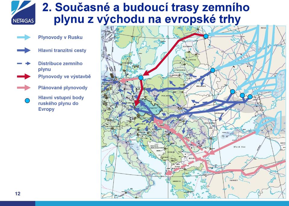 Distribuce zemního plynu Plynovody ve výstavbě Plánované