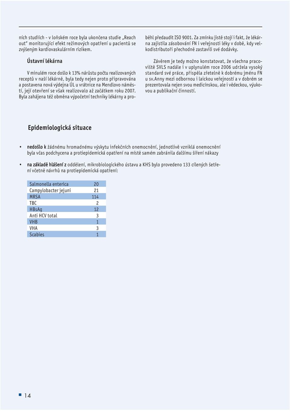 otevření se však realizovalo až začátkem roku 2007. Byla zahájena též obměna výpočetní techniky lékárny a proběhl předaudit ISO 9001.